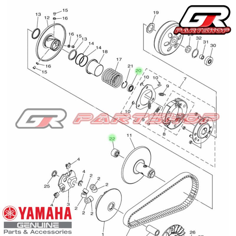 BEARING PULLEY SECONDARY NMAX AEROX LEXI ORIGINAL YAMAHA BERING PULY PULLY BELAKANG ORI YGP