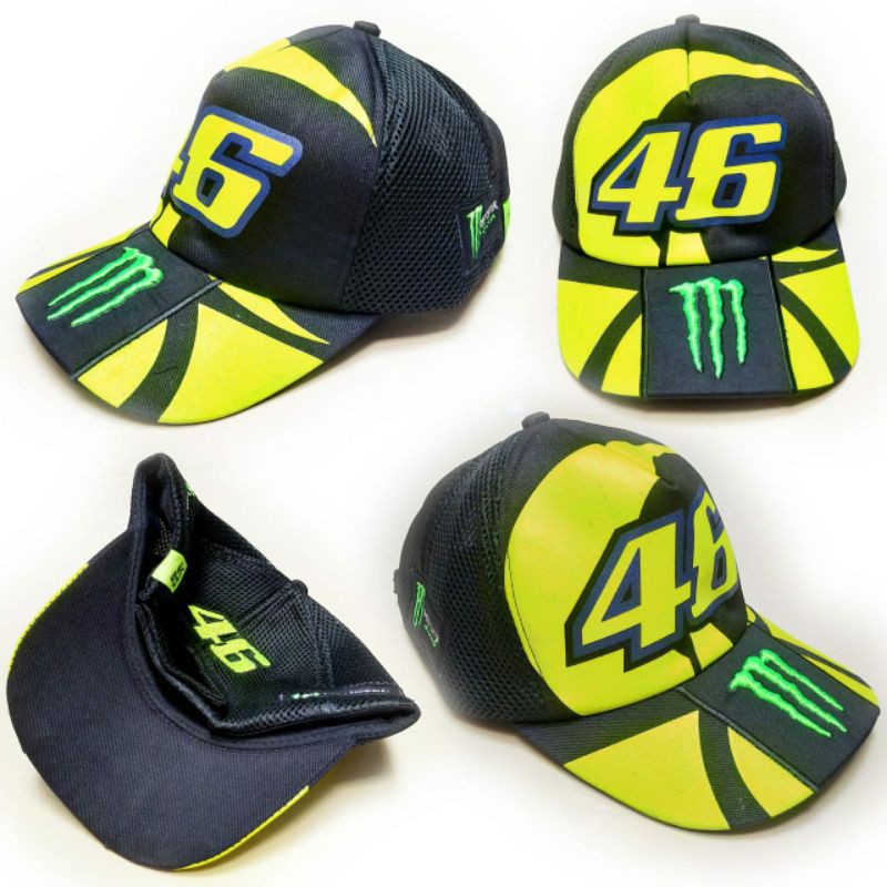Topi MotoGP Pria/Wanita Valentino Rossi Monster VR46