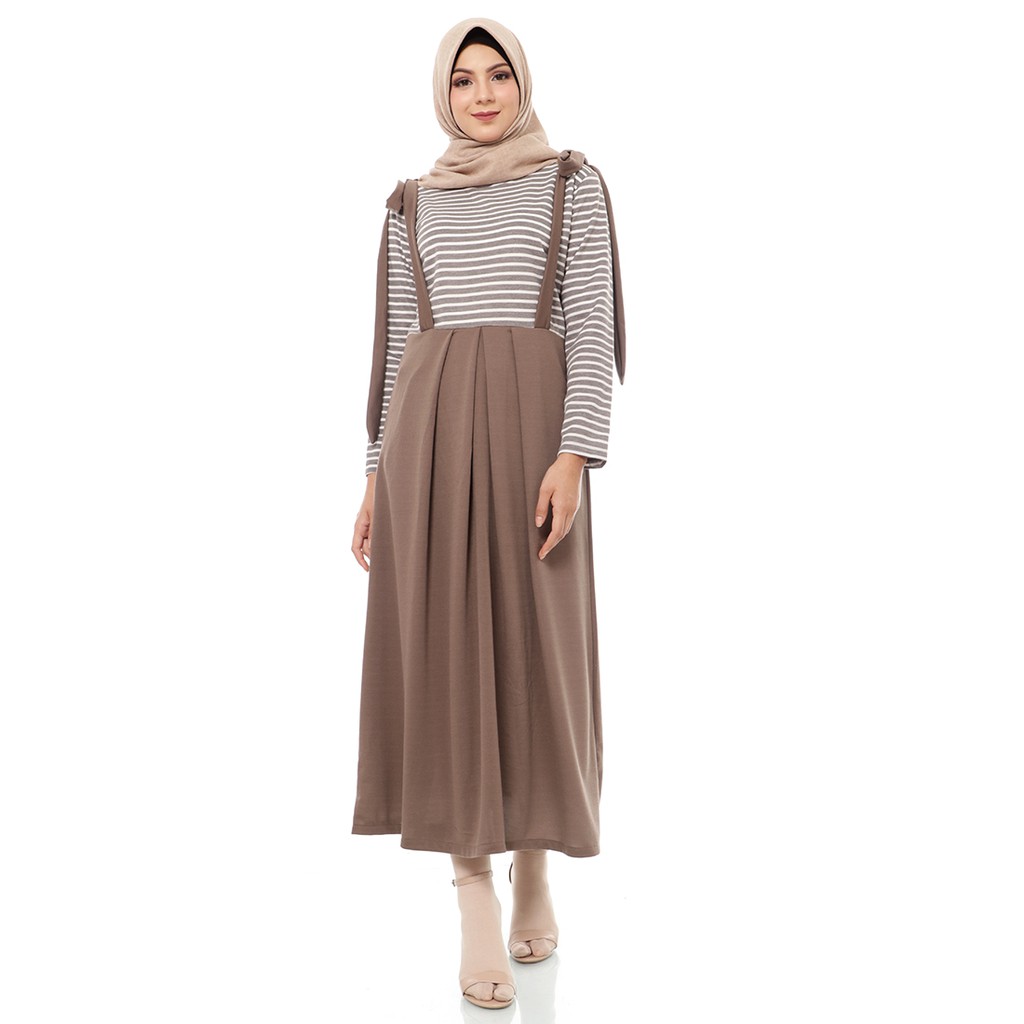 Mybamus Aloshia Stripy Overall  Dress  Mocca M14662 R88S1 