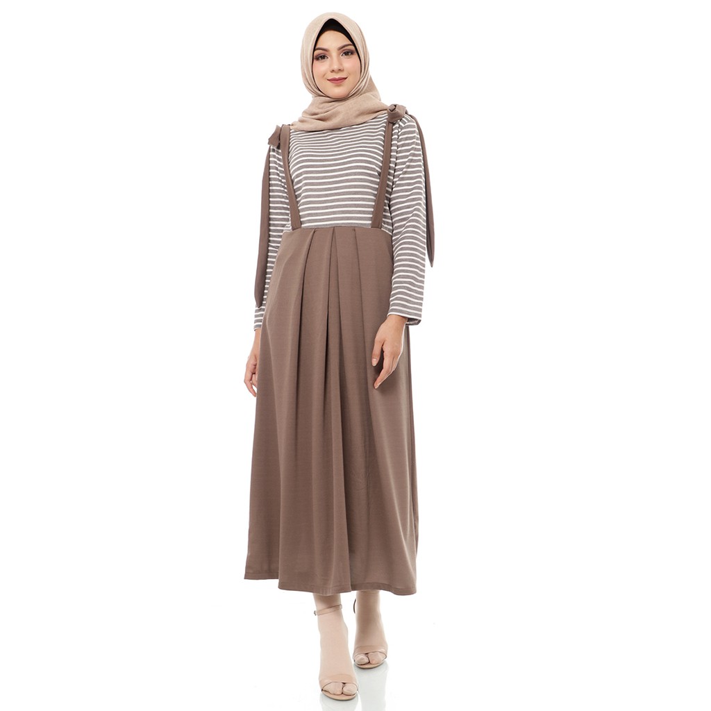Mybamus Aloshia Stripy Overall Dress Mocca M14662 R88S1 Mybamus Aloshia Stripy Overall Dress Mocca M14662 R88S1