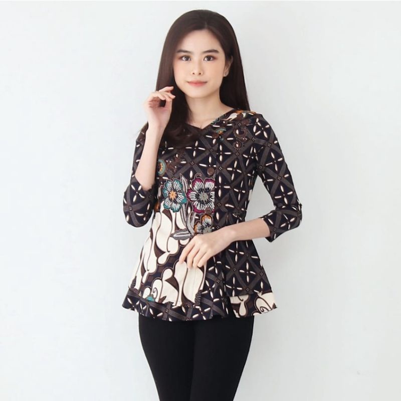 Batik wanita - Atasan blouse batik fashion wanita 184 Size XL-NAVY C XL