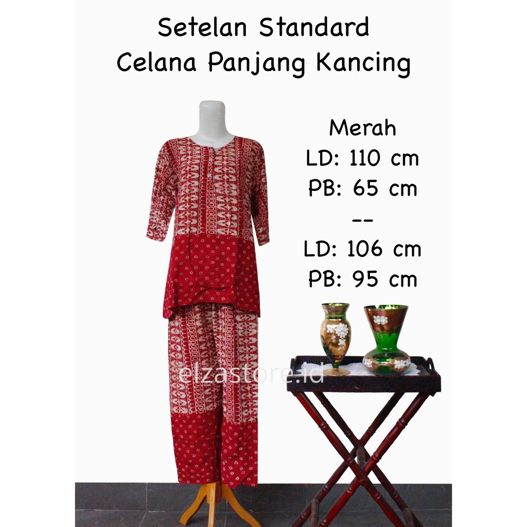 Baju Tidur Setelan/set Celana Panjang Standard Kancing Batik Pekalongan