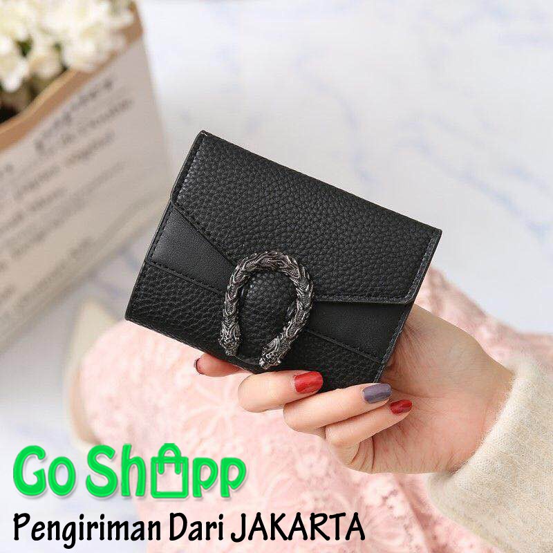 Dompet Wanita Kancing Ular Polos - Dompet Fashion Kulit Import - Dompet Wanita Premium Import [PD08]