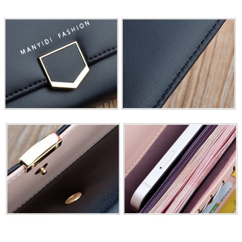 DOMPET LIPAT PANJANG WANITA PESTA KULIT HITAM SLOT KARTU HILLES WA496B5 IMPORT KOREA UANG BESAR PREMIUM CEWEK MURAH REMAJA TIPIS SIMPLE BRANDED BATAM