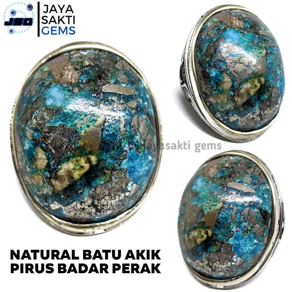 Natural Batu Akik Badar Perak Pirus Persia Original BPP05