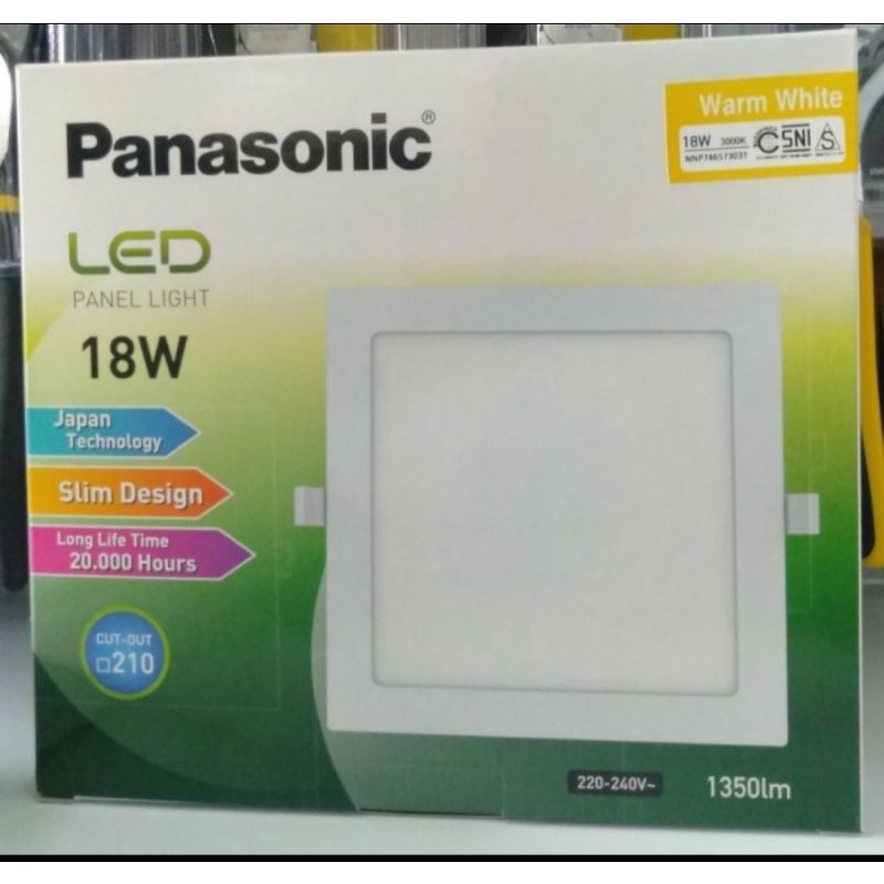 Downlight led / led panel kotak, inbow, 18w, warm white, putih panasonic