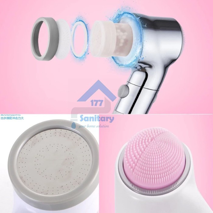 BAROKAH GAMIS KINO JEPANG HEAD JET SHOWER BRUSH keran sikat mandi 2 IN 1 AIR KENCANG