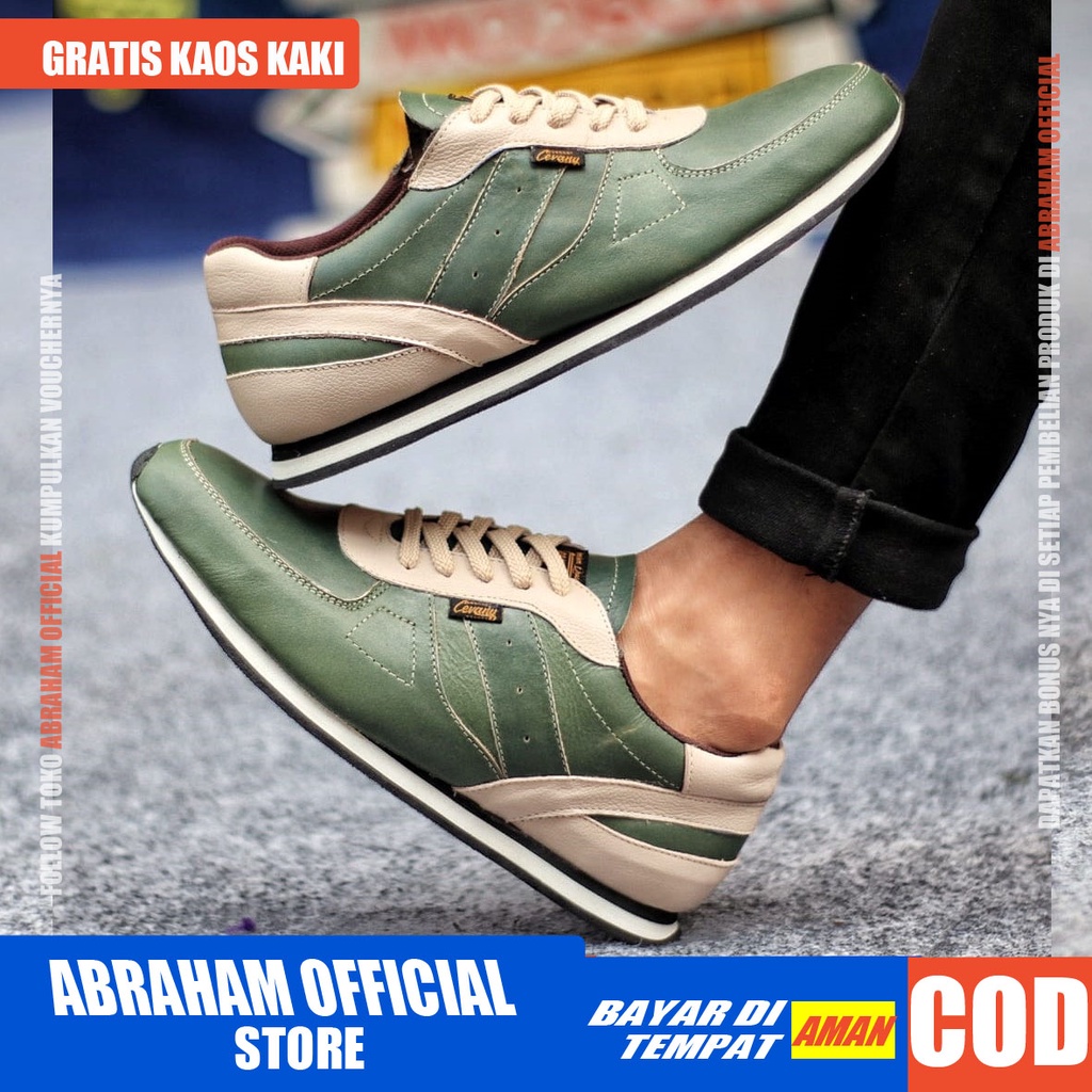 ABRHM JELAL Sepatu Casual Sneakers Pria Sepatu Pria Casual Sneaker Kulit Asli Sepatu Cowok/Cowo Ori Sepatu Kasual Semi Formal Kerja Running Kuliah Gaya Santai Keren Kekinian Original Murah Terlaris