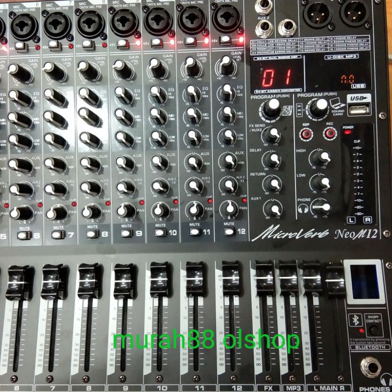 MIXER AUDIO MICROVERB NEO M12 12CH USB-BLUETOOTH RECORDING TO PC