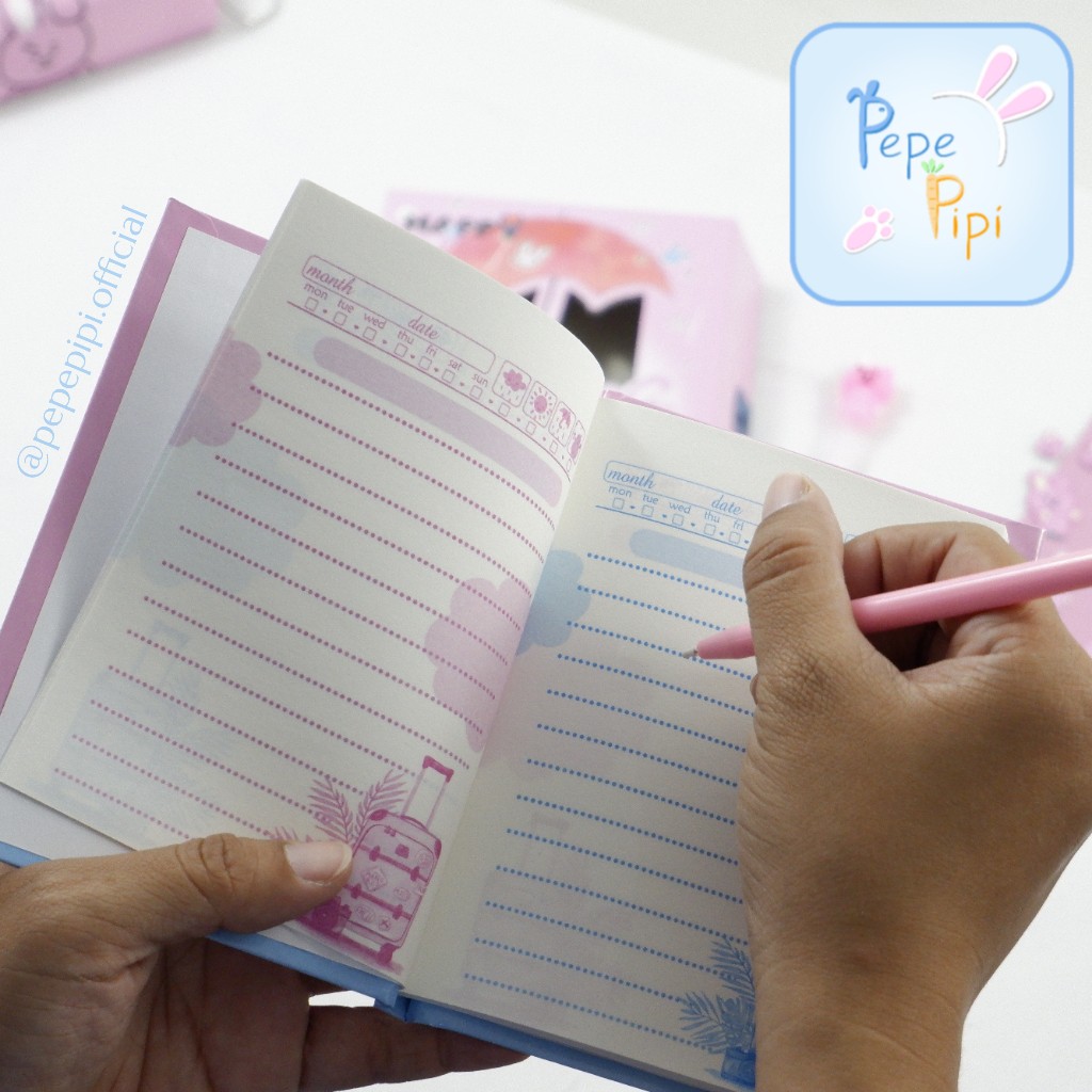 Buku Diary Korea Besar Note Book Dengan Kunci Gembok Tebal Murah Lucu