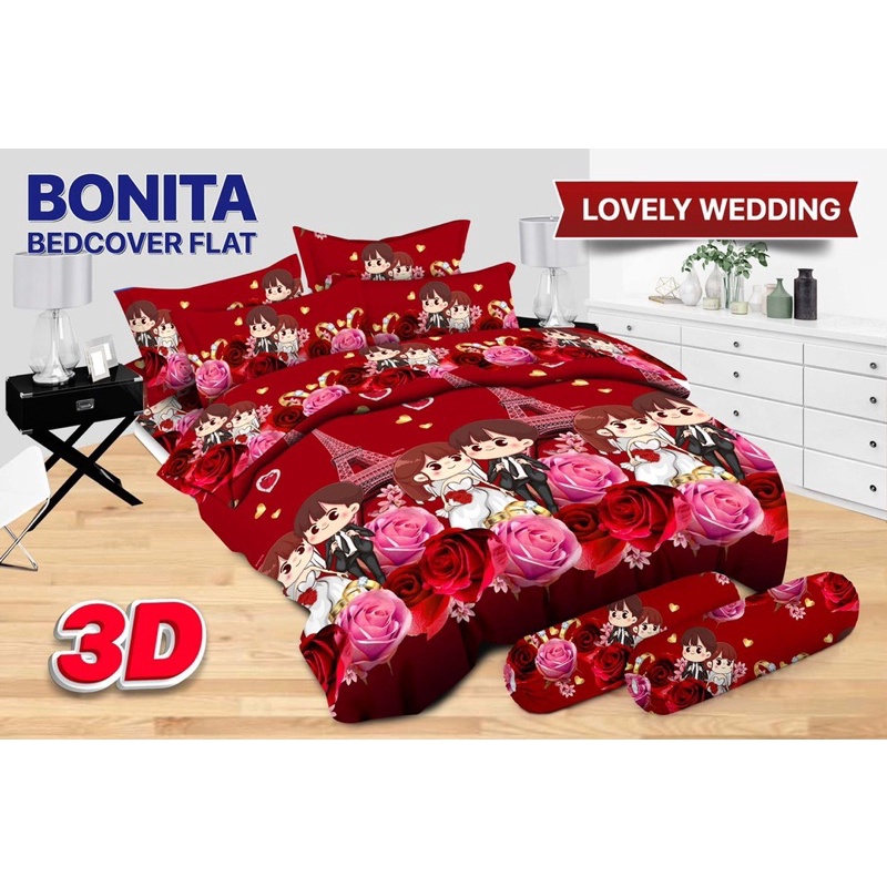 ( BISA COD )SPREI DAN BEDCOVER BONITA DISPERSE UK 180*200 CM ANTI LUNTUR