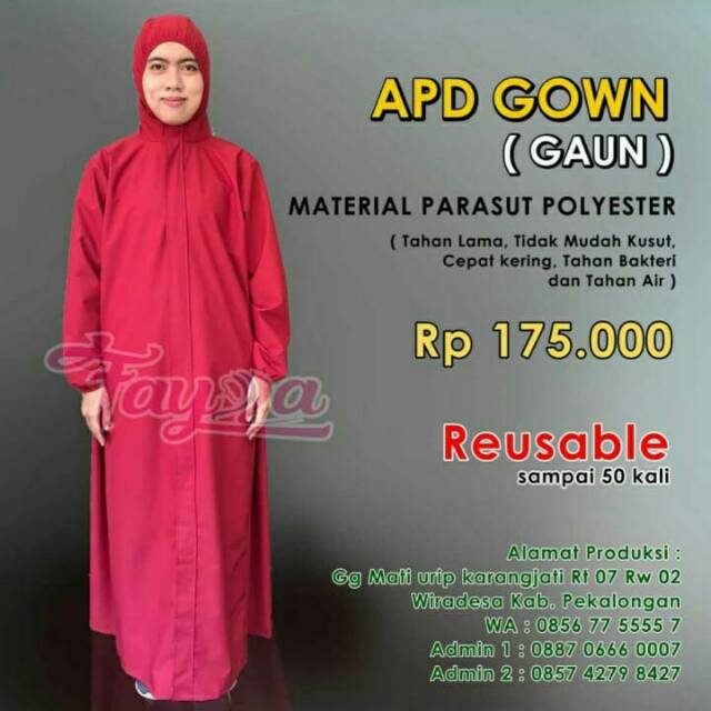 APD GOWN Alat pelindung diri gaun