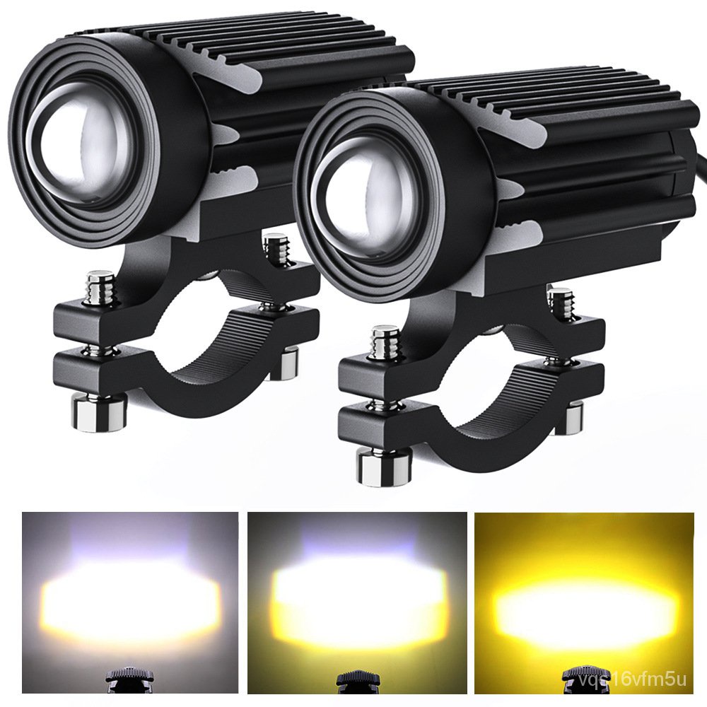 &1Pc Motorcycle Spotlight LED Lens Two-color External Lamp Work Light Electric Car Motorcycle LED L