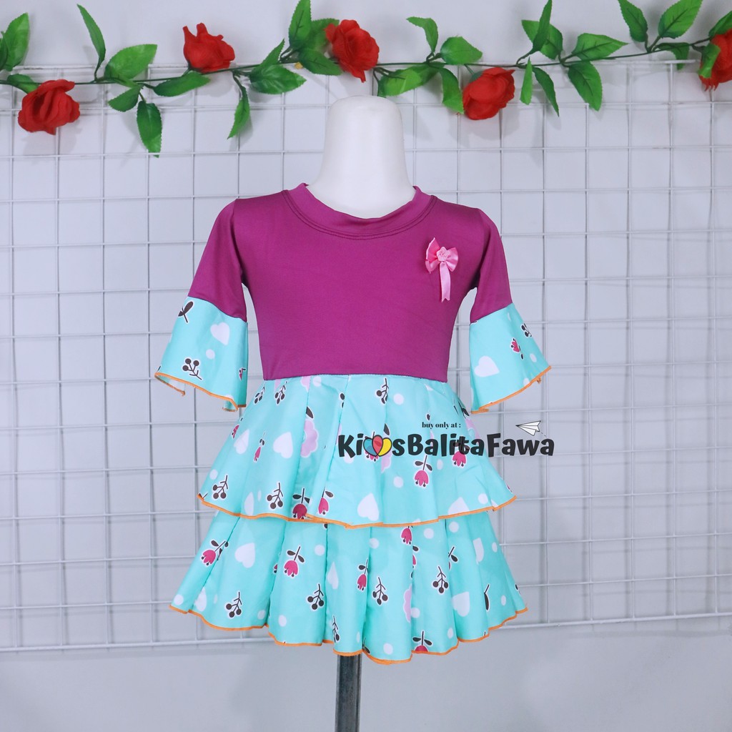 Dress Syifa uk Bayi - 2 Tahun / Dres Lengan Panjang Murah Baju Baby Perempuan Gaun Pesta Grosir