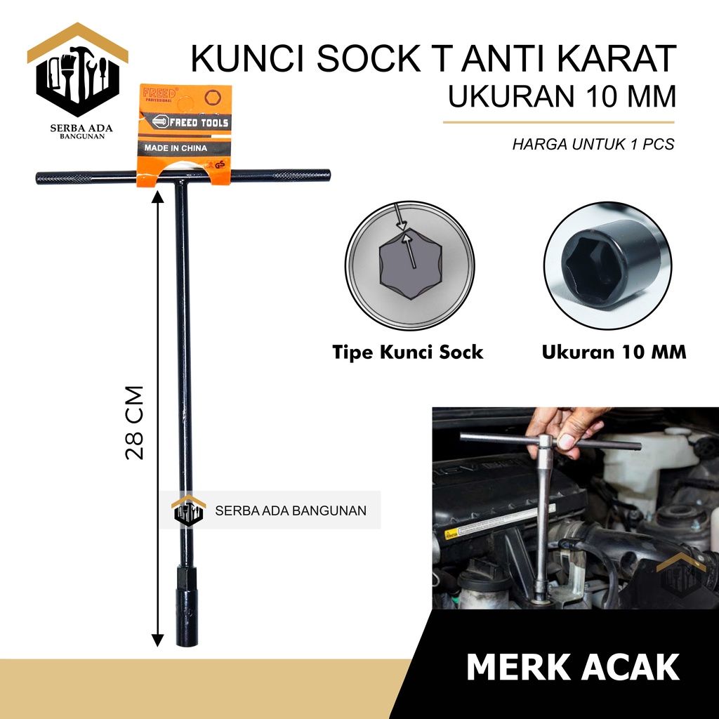 KUNCI T FREED / KUNCI SOCK FREED TOOLS BAGUS / KUNCI T HARGA SATUAN 8,10,12,14mm