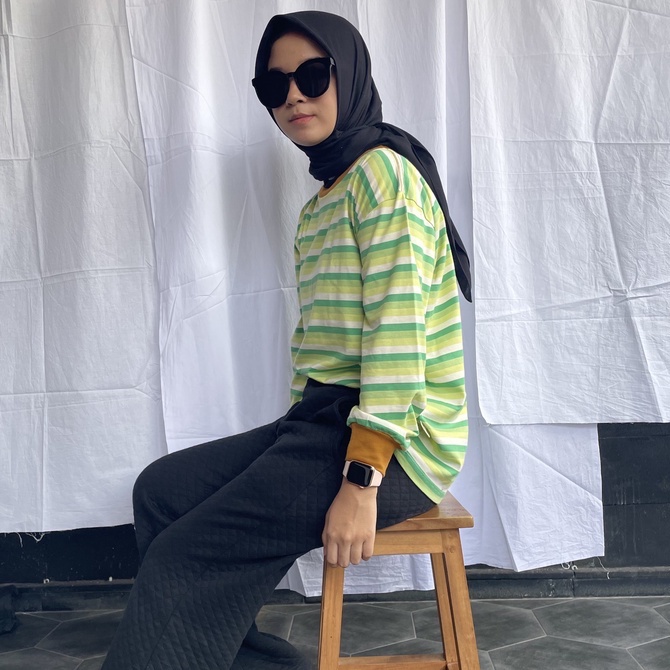 Little Lassie - Kaos T-Shirt Stripe Salur Wanita Premium Combed Ukuran S-M-L-XL