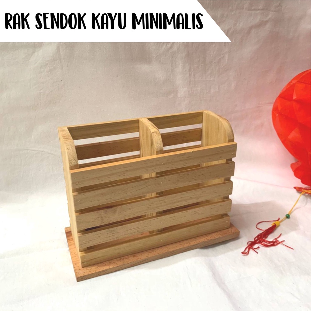 TEMPAT SENDOK KAYU / RAK SENDOK GARPU / KOTAK SENDOK KAYU JATI BELANDA - R3