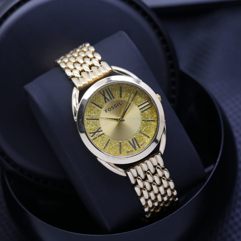 JAM TANGAN WANITA FOSS MURAH FASHION ANALOG RANTAI STEEL
