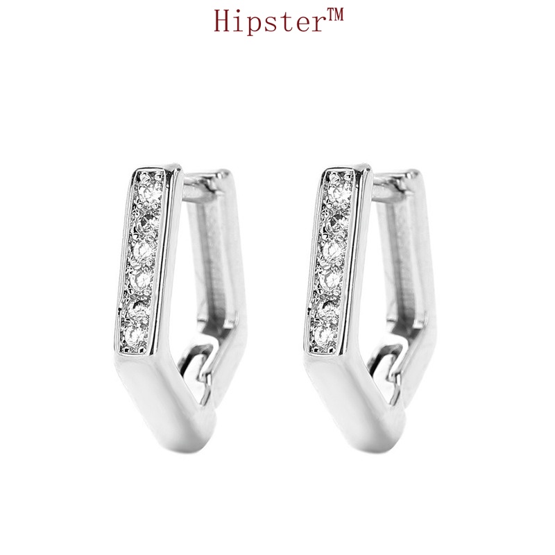 INS Style Creative Design Micro Inlaid Zircon Geometric Special Ear Studs