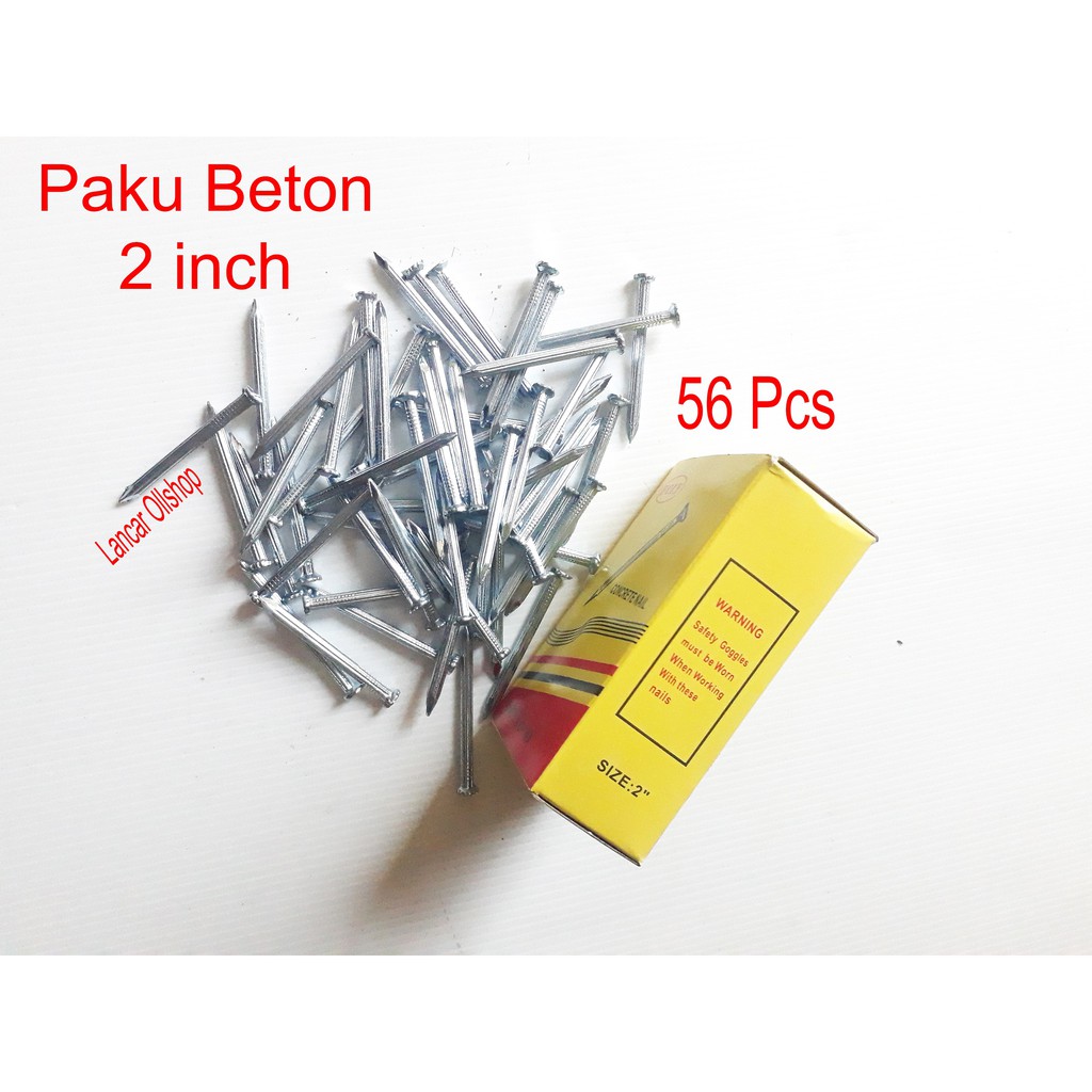 Paku beton putih 11/4,11/2,2,21/2,3,4,5,inch 3 ons/kotak / Paku tembok