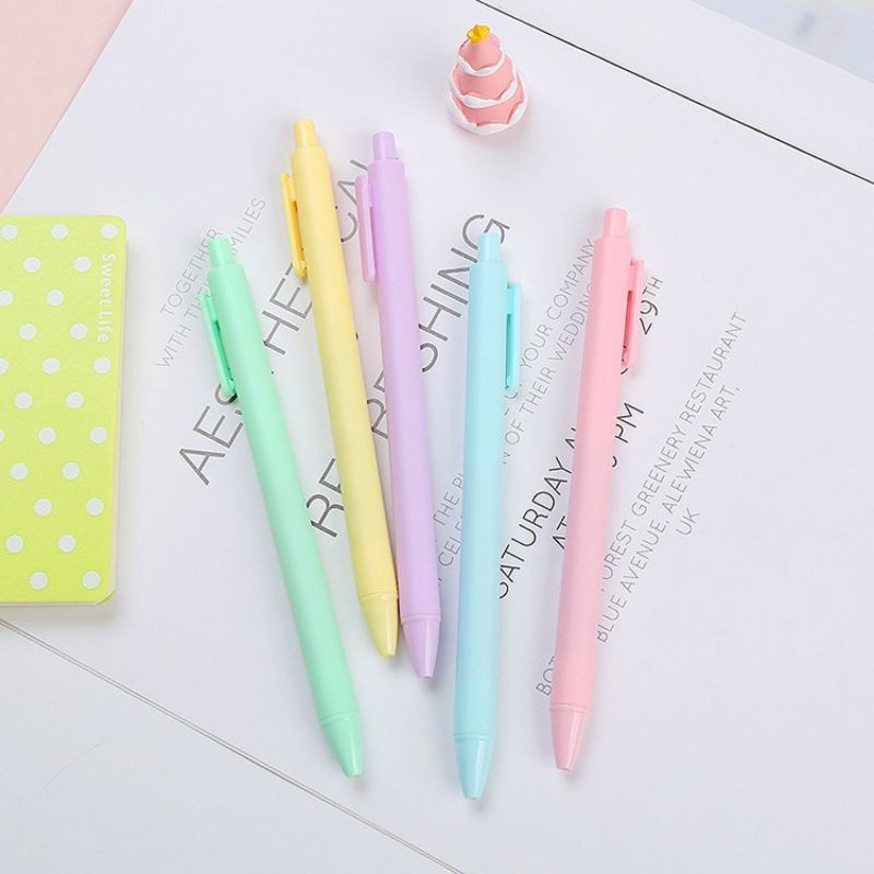 

1 pcs pulpen macaron warna pastel sederhana pena gel tinta hitam