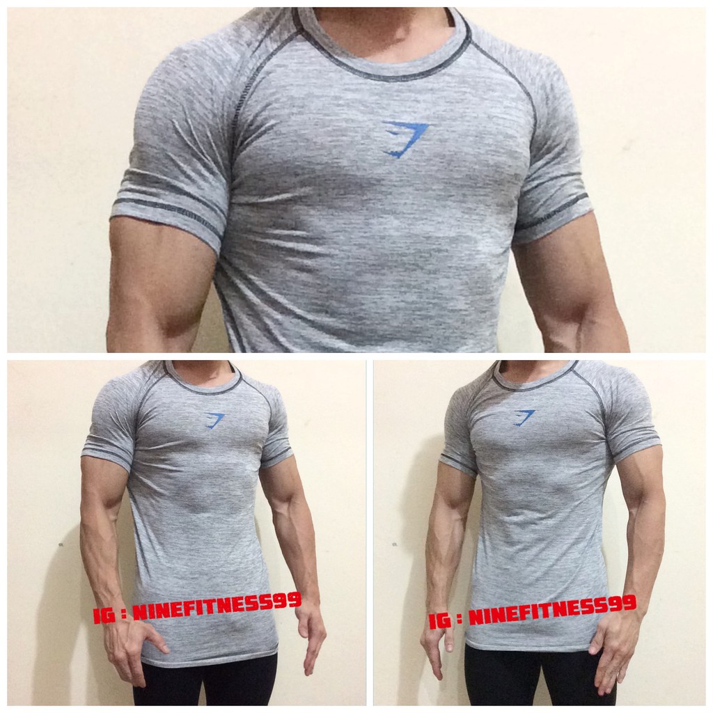 Baju gym fitness Gymshark Gray Misty J2