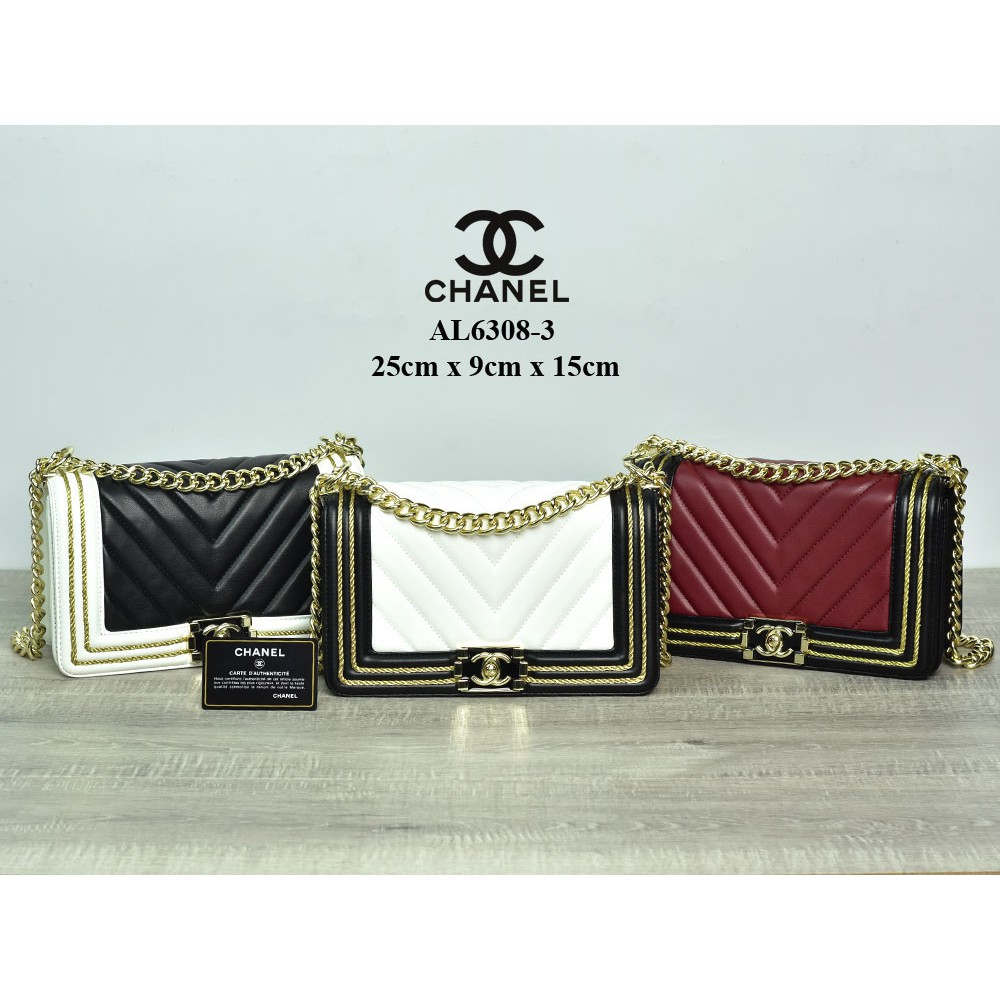 Grosir Tas Murah Tas Chanel Boy Chevron Cruise Rope Medium Semi Premium AL6308-3
