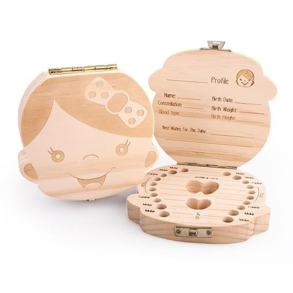 Solid Wood Box/Tempat Simpan Gigi Susu Anak/Tempat Koleksi Gigi Bayi