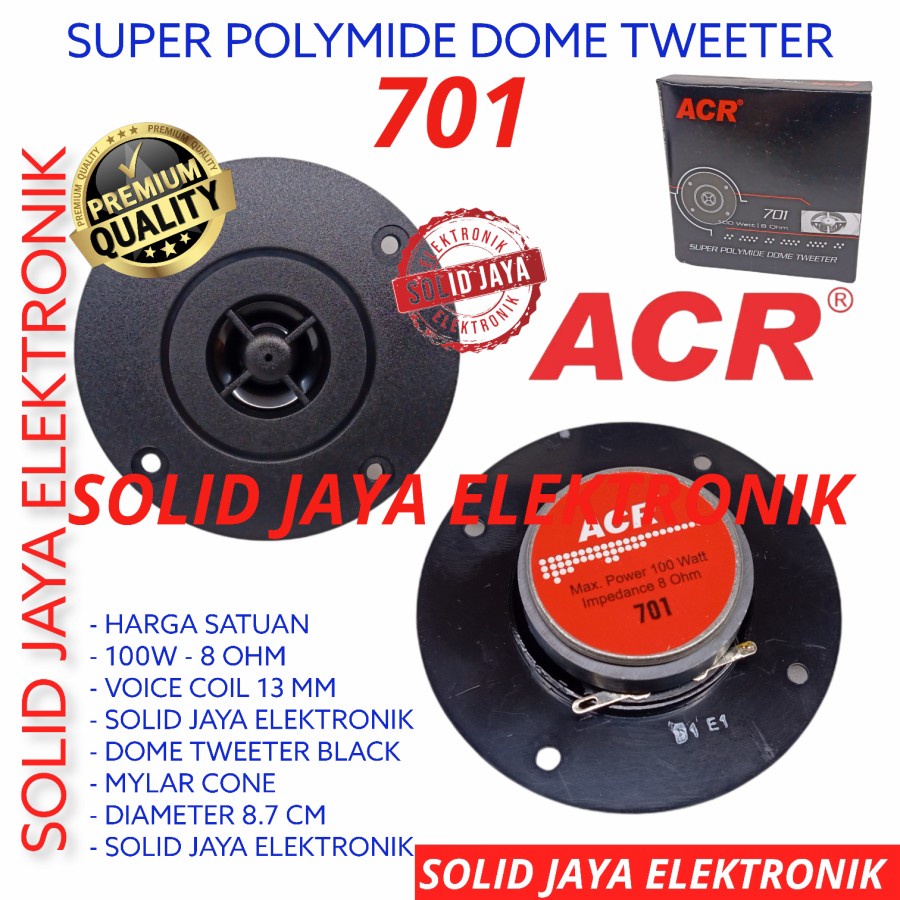 TWITTER ACR 701 MAGNET SUPER POLYMIDE DOME TWEETER ACR TWEETER TWETER TWITER TWITTER HI HIGH ACR 100W 8 OHM 701 MAGNET SUPER POLYMADE DOME TWEETER ACR ASLI ORIGINAL