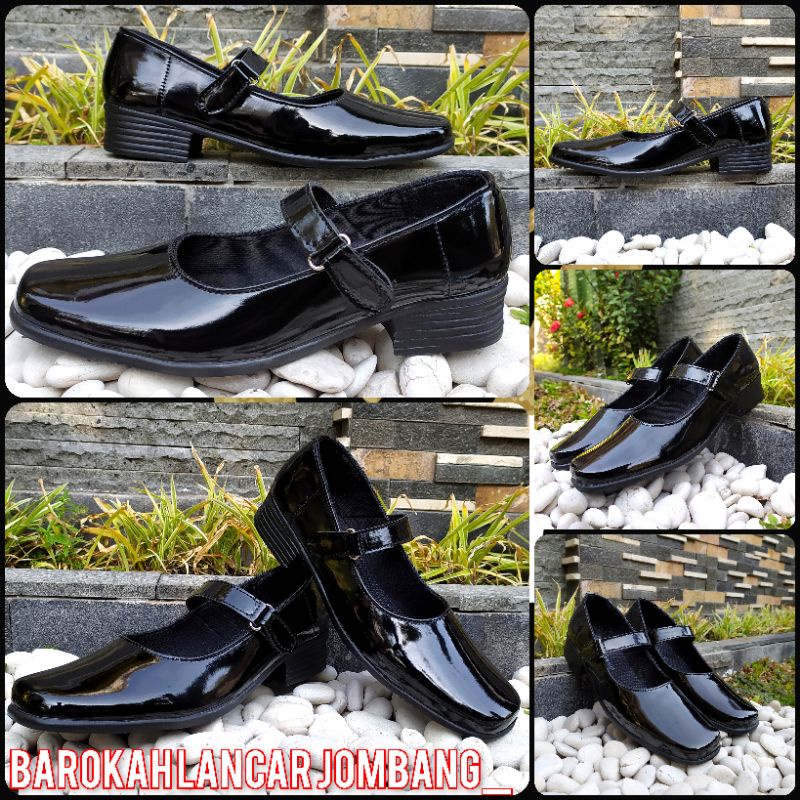 Sepatu Pantofel Paskibra Hitam Kilap Glossy Hak 3 Cm Paskibraka Paskib Wanita