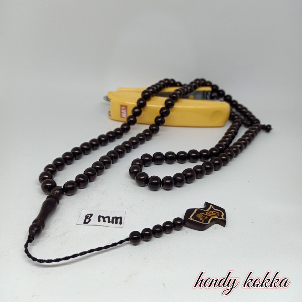 Tasbih kokka kaukah 99  bulat terompah 8,5 mm coklat