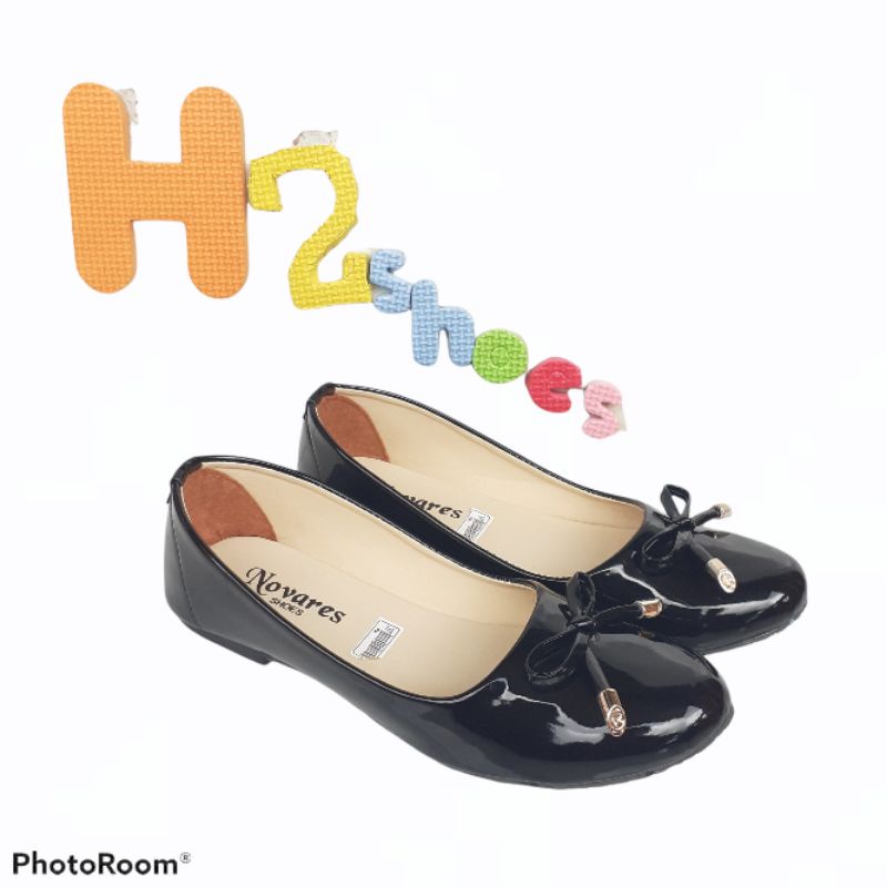FLATAHOES SEPATU WANITA BALET PREMIUM GLOSY NS0418-Hitam