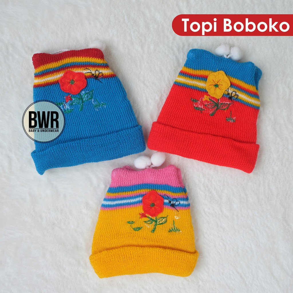 Topi Anak Bayi Newborn BOBOKO Kecil Motif RANDOM | Topi rajut kecil bayi - Bwr