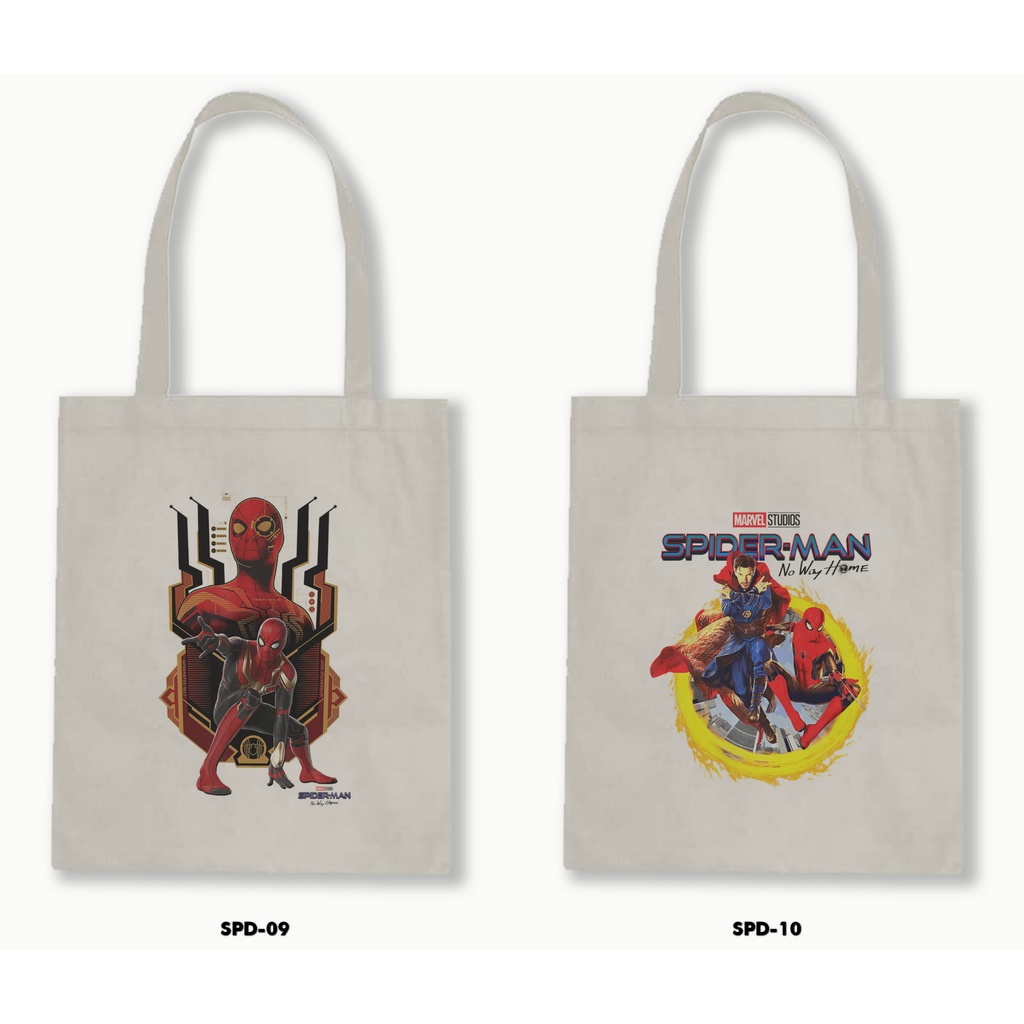 Tas Tote Bag Resleting Kanvas/Blacu  - Spiderman