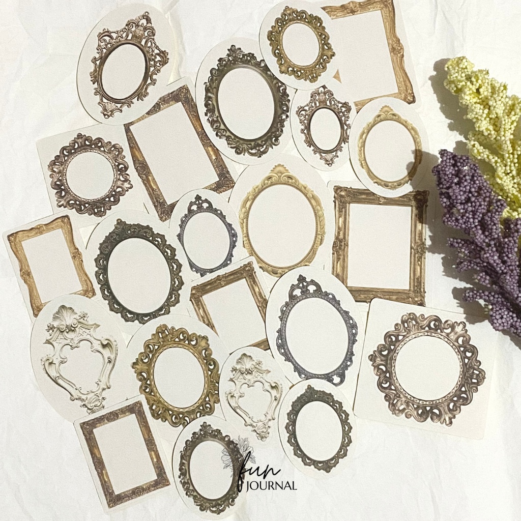 

HERITAGE MIRROR FRAME STICKER STIKER FLAKES PACK JOURNAL JURNAL PLANNING PLANNER SCRAPBOOK DIY BUJO