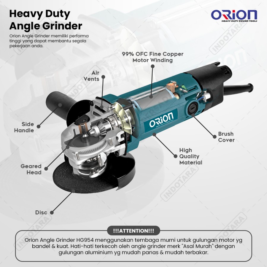 Mesin Gerinda Tangan  Angle Grinder Orion - HG954V (Variable Speed)