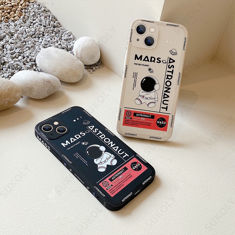 Casing Silikon iPhone 13 Pro MAX 12 Pro MAX 11 Pro MAX X XS MAX XR 7 Plus 8 Plus 6 6s Plus Motif Astronot