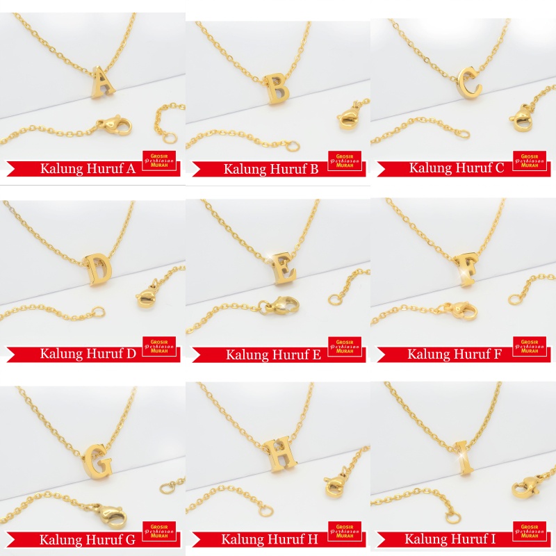Kalung Titanium Inisial Huruf Kualitas Terbaik Nagita Gold Anti Luntur Anti Karat