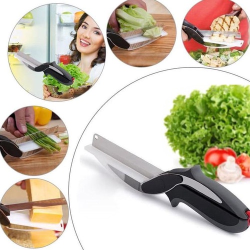 Clever Cutter Pisau Gunting Dapur + Talenan - Pisau Daging Serbaguna