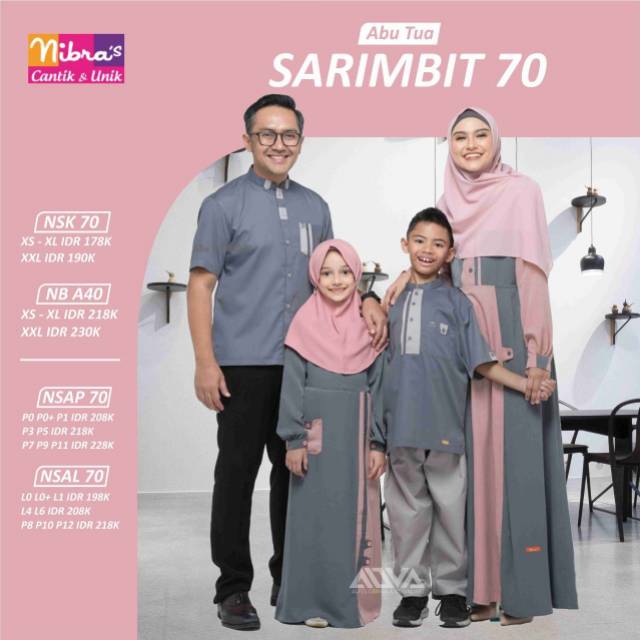 BAJU SARIMBIT 70 ABU TUA BY NIBRAS / BAJU KELUARGA / BAJU COUPLE 2020