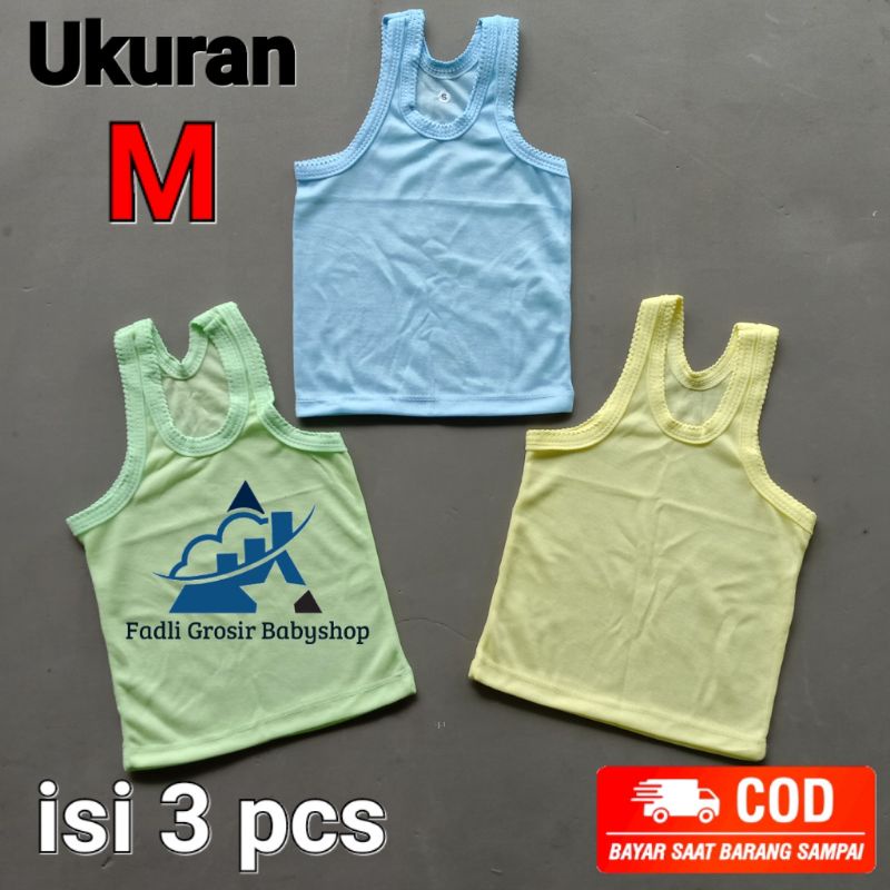 Kaos Dalam Bayi /Singlet Bayi Ukuran M Isi 3 Pcs ( 3 warna )