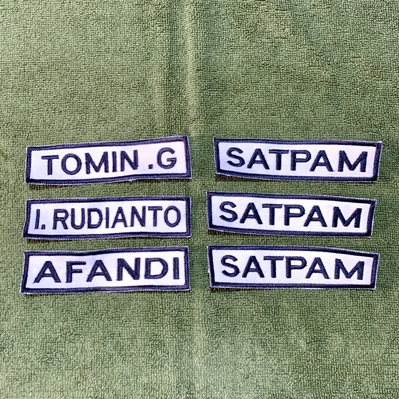 Papan nama atribut satpam PDH PDL bordir