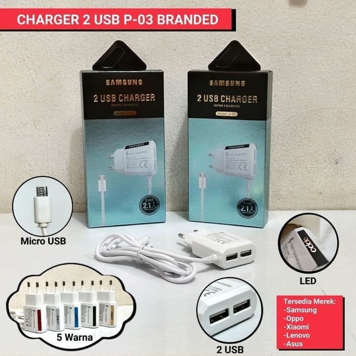 TC Travel Charger VIVO ORI 2USB 2.1A Charger Kode P-03 VIVO   Grosir