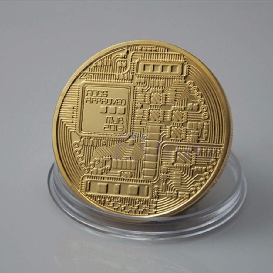 Gold Plated Bitcoin Miniatur - Golden BITCOIN MURAH SURABAYA