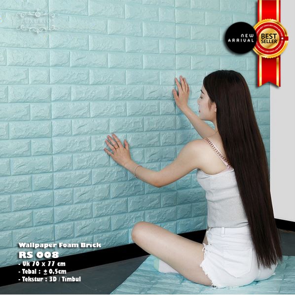 3D Wallpaper Foam Brick Tebal Timbul Embossed FB 009 Baby Blue Soft Blue