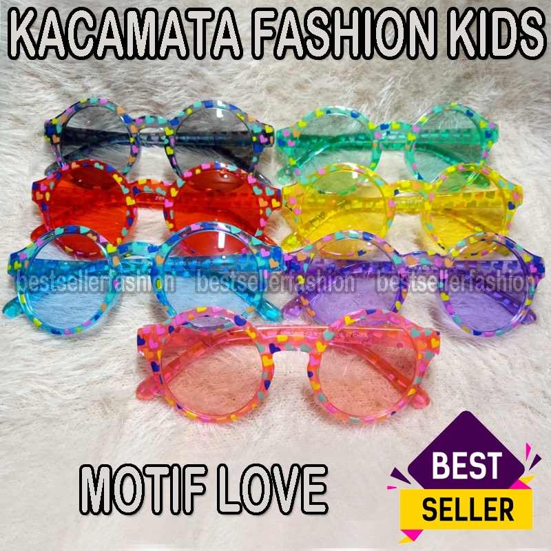 Kacamata Anak New Trend Kacamata Fashion Anak Terbaru Bulat Boboho Motif Love Unisex kacamata hitam Anak High Quality Import Kacamata Fashion Lucu Full Color