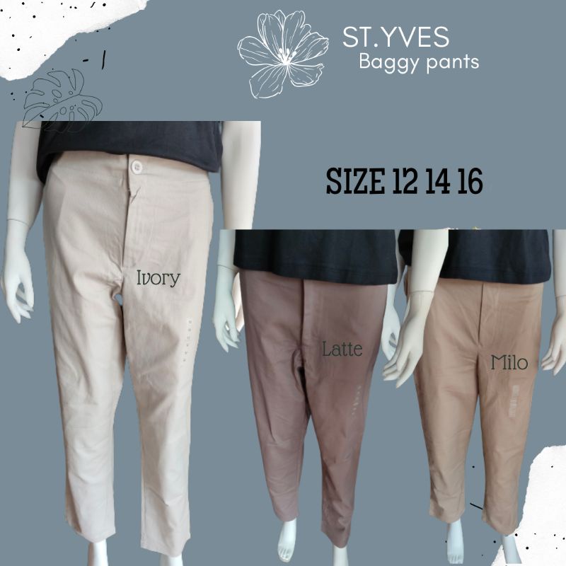 St.yves Celana panjang casual wanita Baggy pants Celana kain katun