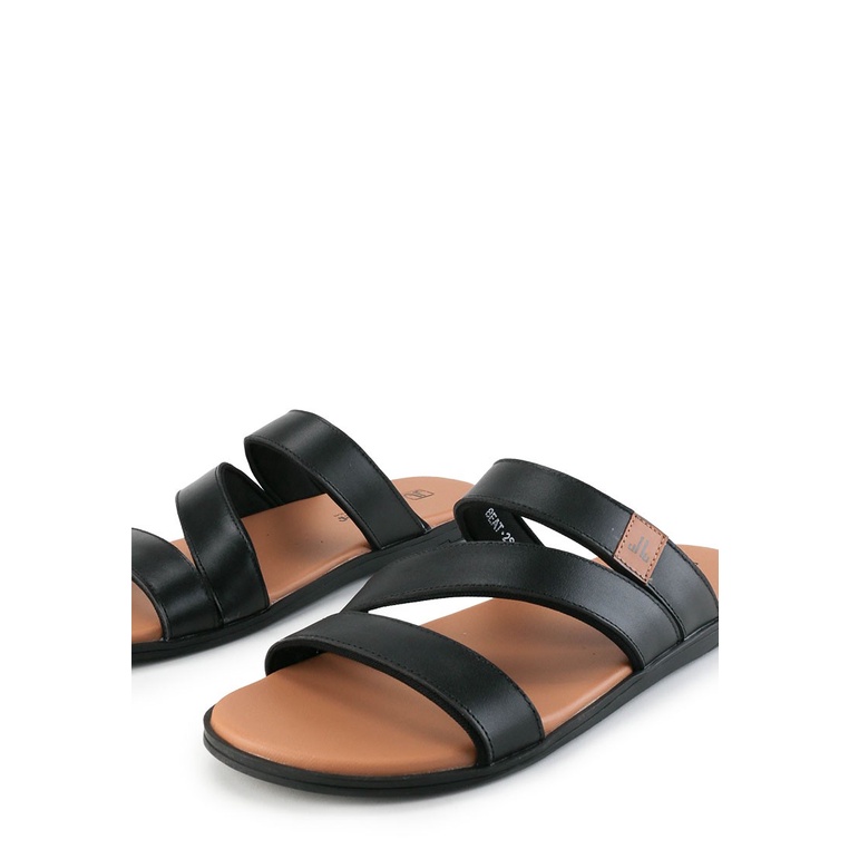 SANDAL CASUAL JIM JOKER PRIA ORIGINAL SLIDE KULIT BRANDED HITAM JJ34