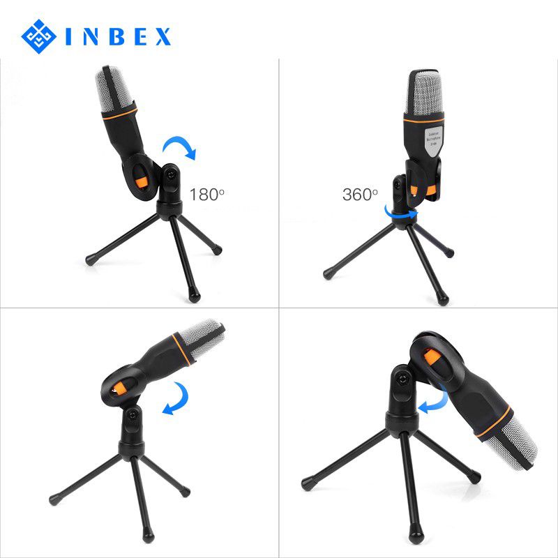 INBEX SF-666 Kondenser Mikrofon dengan Tripod+Mic Cover Untuk komputer Hp Karaoke Fleco