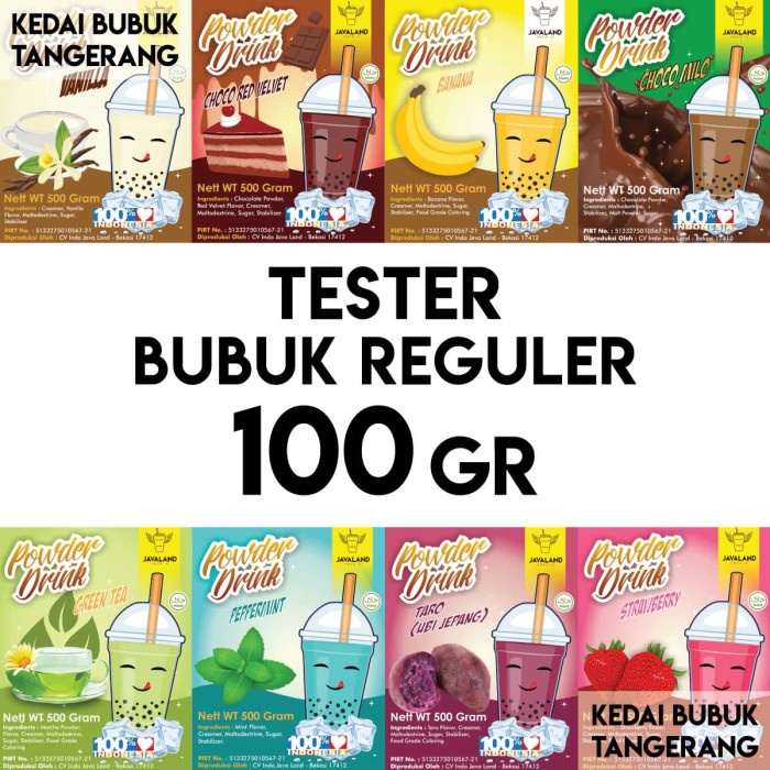 

Lainnya-Minuman-Bubuk- Bubuk Minuman Bubble Drink Murah Berkualitas Javaland Tester 100Gr -Bubuk-